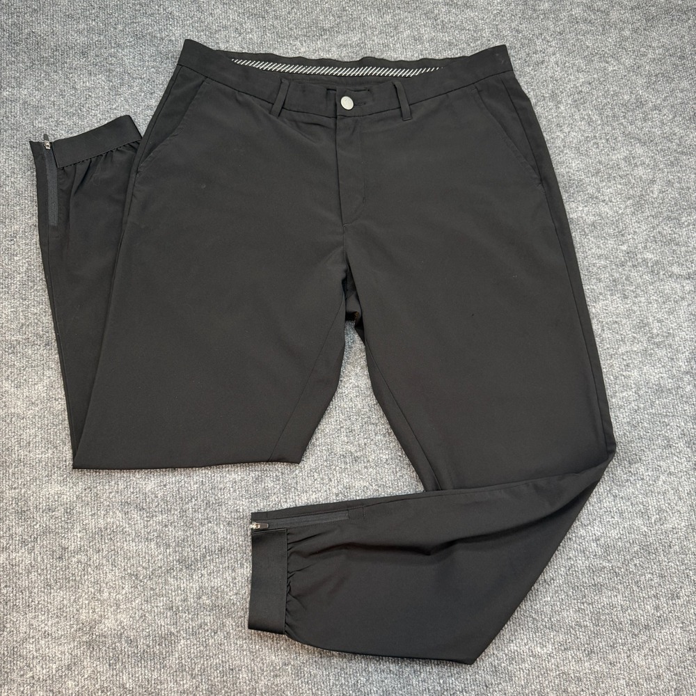 Primo Golf Jogger Pants Mens 36 Reg Black Performance Stretch Taper Ankle Zip